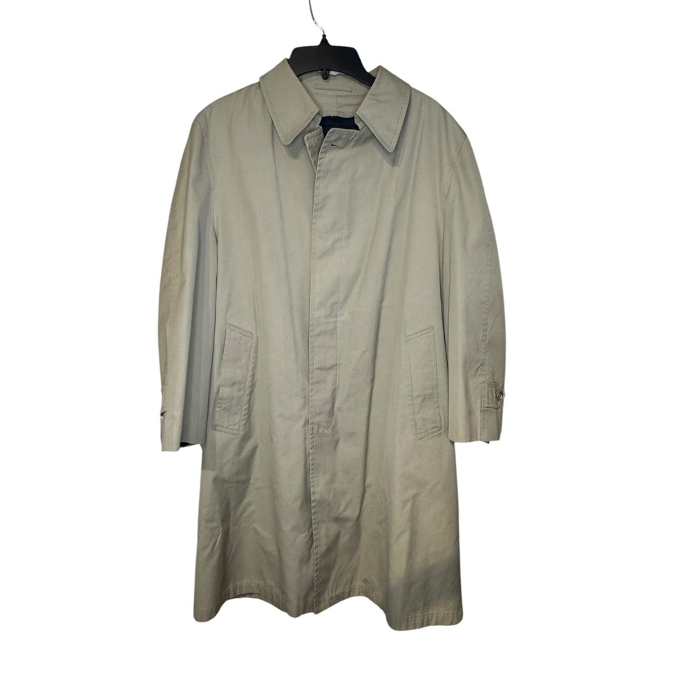 Hart Schaffner Marx Men Tan Trench Coat Corporate Collection Wool Lining 42S